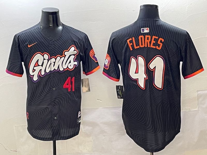 Men San Francisco Giants #41 Flores Black Joint Name Nike 2025 MLB Jersey style 5